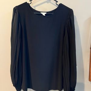 Black dress shirt / sheer long sleeves